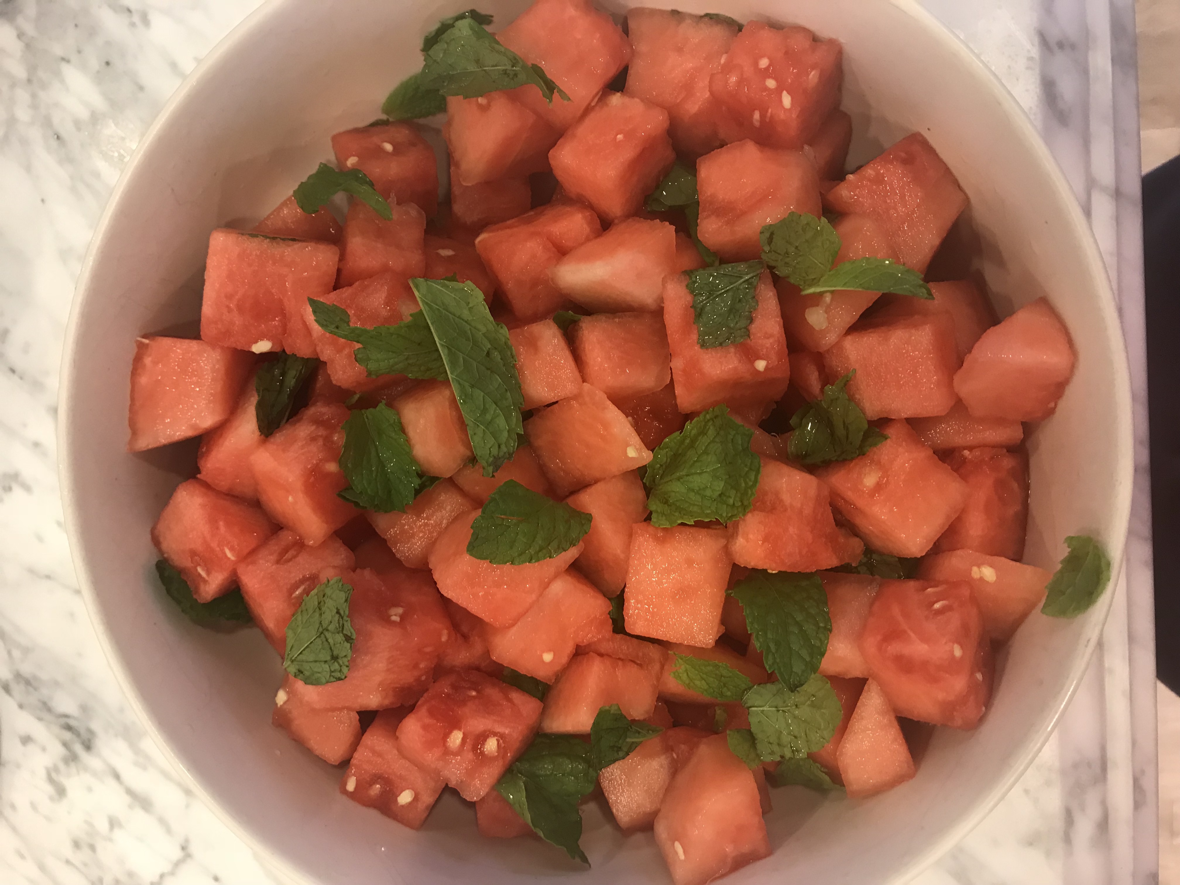 Watermelon mint lemon salad by Elysabeth Alfano Awesome Vegans